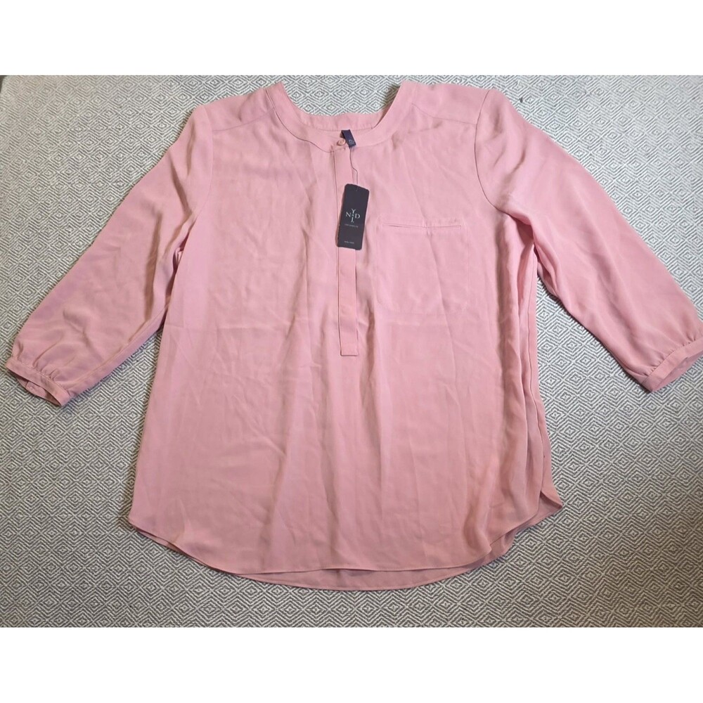 NYDJ Pink Blush Long Sleeve Tunic Blouse Size L NWT